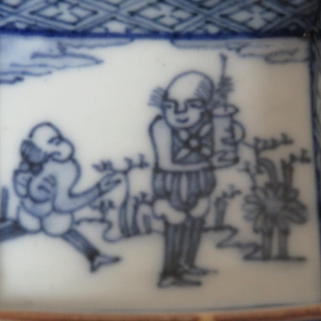 小皿 5枚 角皿 醤油皿 人物 染付