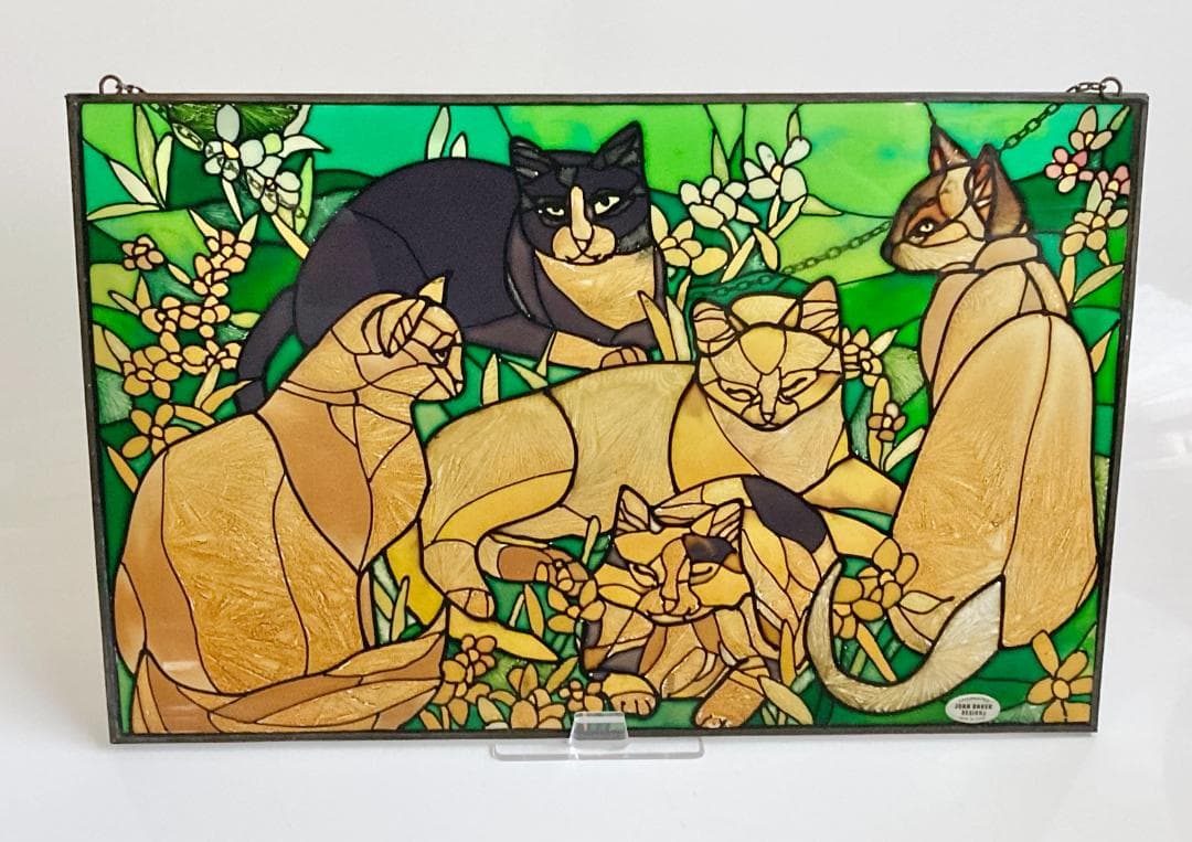 2001年 大判 ティファニー キャット ジョン・ベーカー ステンドグラス