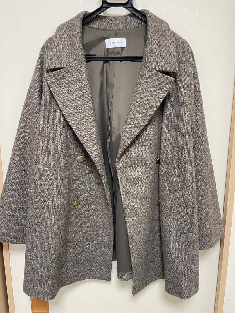 GLOBAL WORK 軽やかストレッチ衿2WAYコート　M