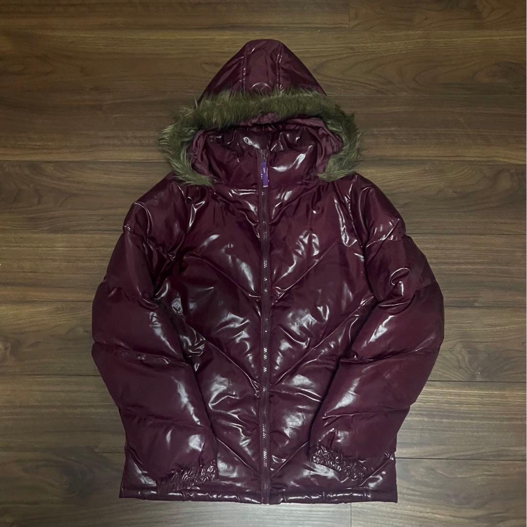 00s Y2K ファーダウンジャケット 平成 お兄系 光沢 ワインレッド