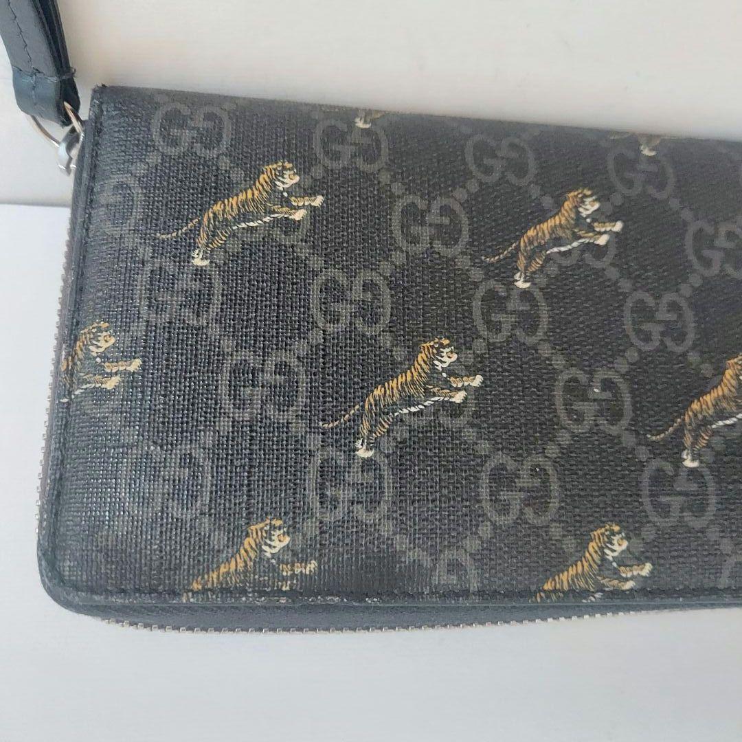☆美品☆GUCCI GGスプリーム レザー ラウンドファスナー 虎　長財布