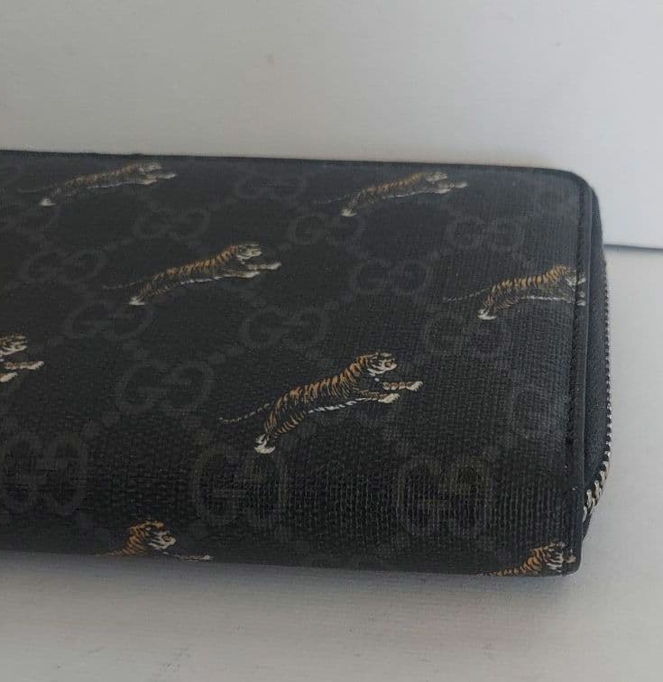 ☆美品☆GUCCI GGスプリーム レザー ラウンドファスナー 虎　長財布