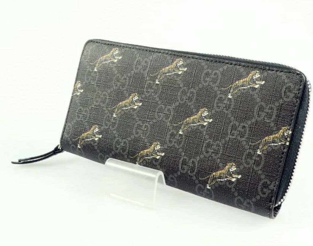 ☆美品☆GUCCI GGスプリーム レザー ラウンドファスナー 虎　長財布