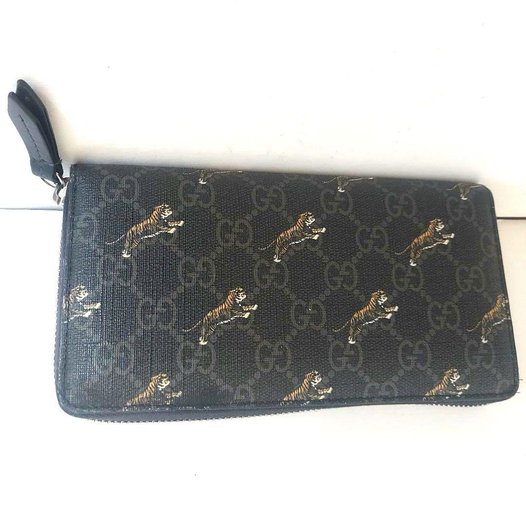 ☆美品☆GUCCI GGスプリーム レザー ラウンドファスナー 虎　長財布