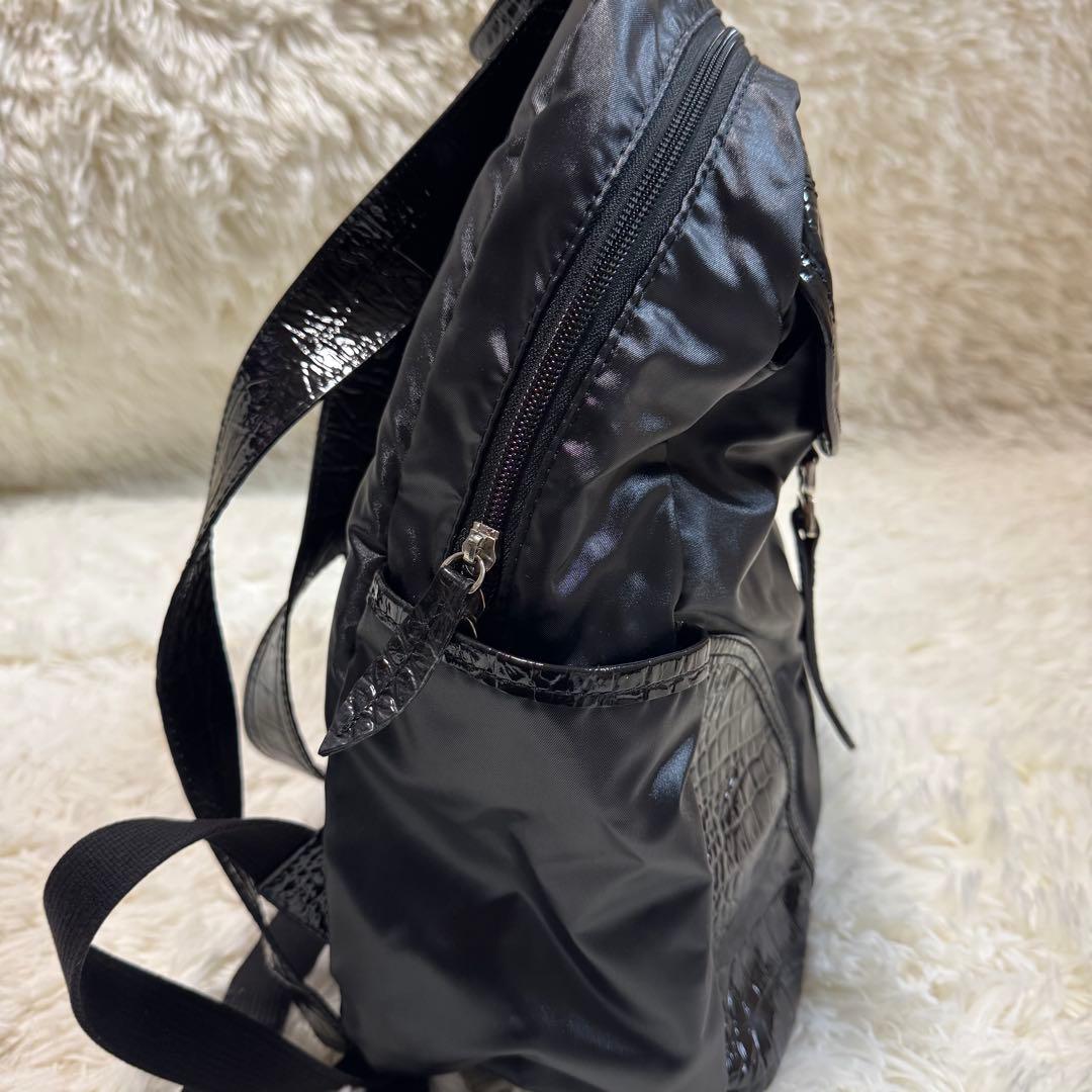 cooga クーガ　軽量レザー　ナイロン リュック　黒　ビジネスバッグ