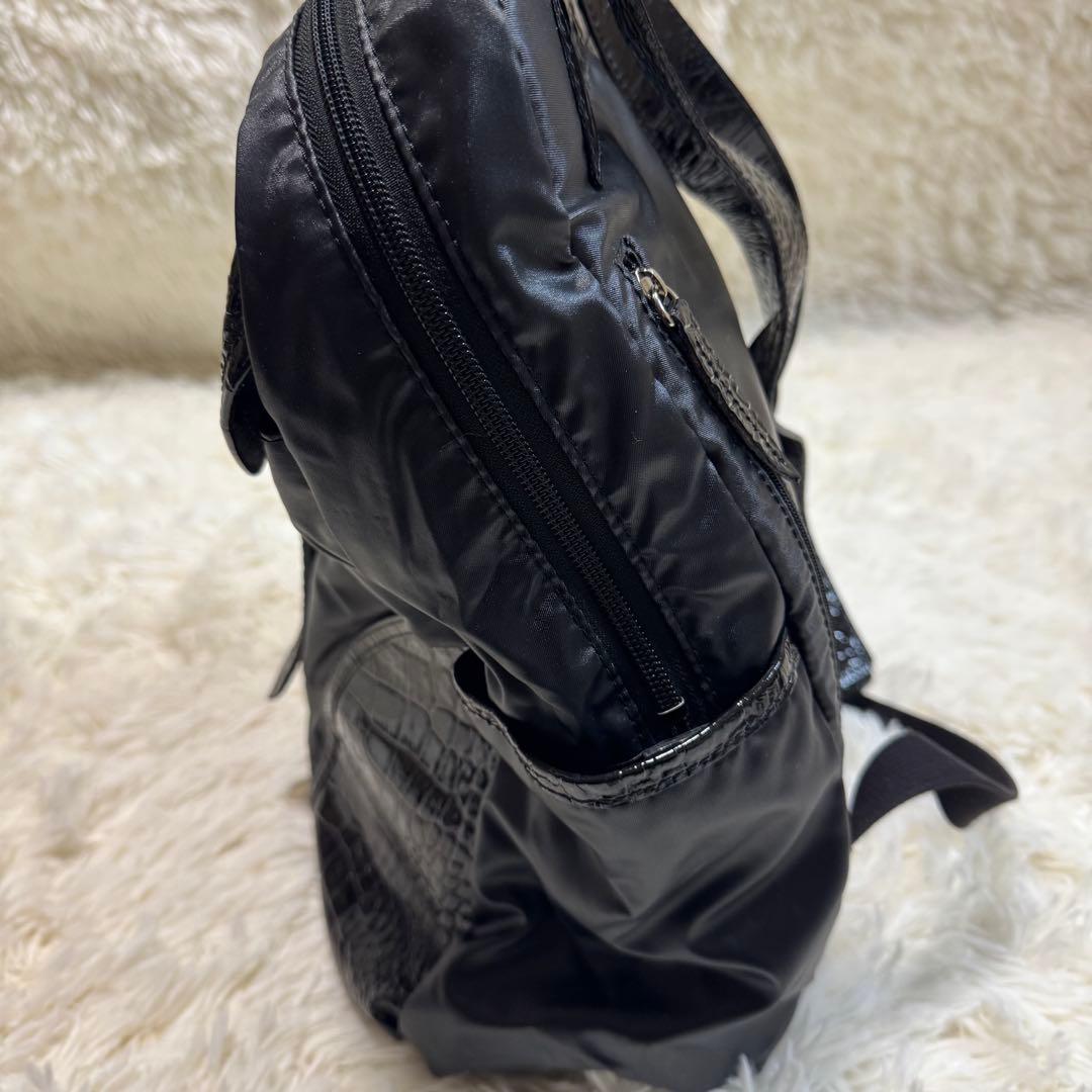 cooga クーガ　軽量レザー　ナイロン リュック　黒　ビジネスバッグ