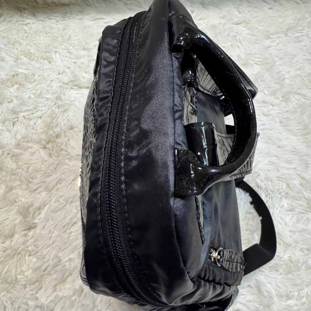 cooga クーガ　軽量レザー　ナイロン リュック　黒　ビジネスバッグ