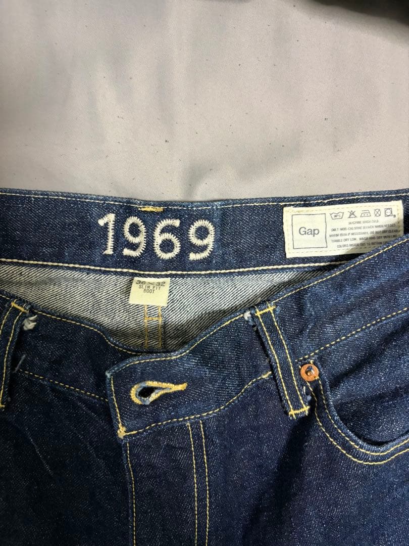 GAP 1969 デニムセットアップ　濃紺　レザーパッチ