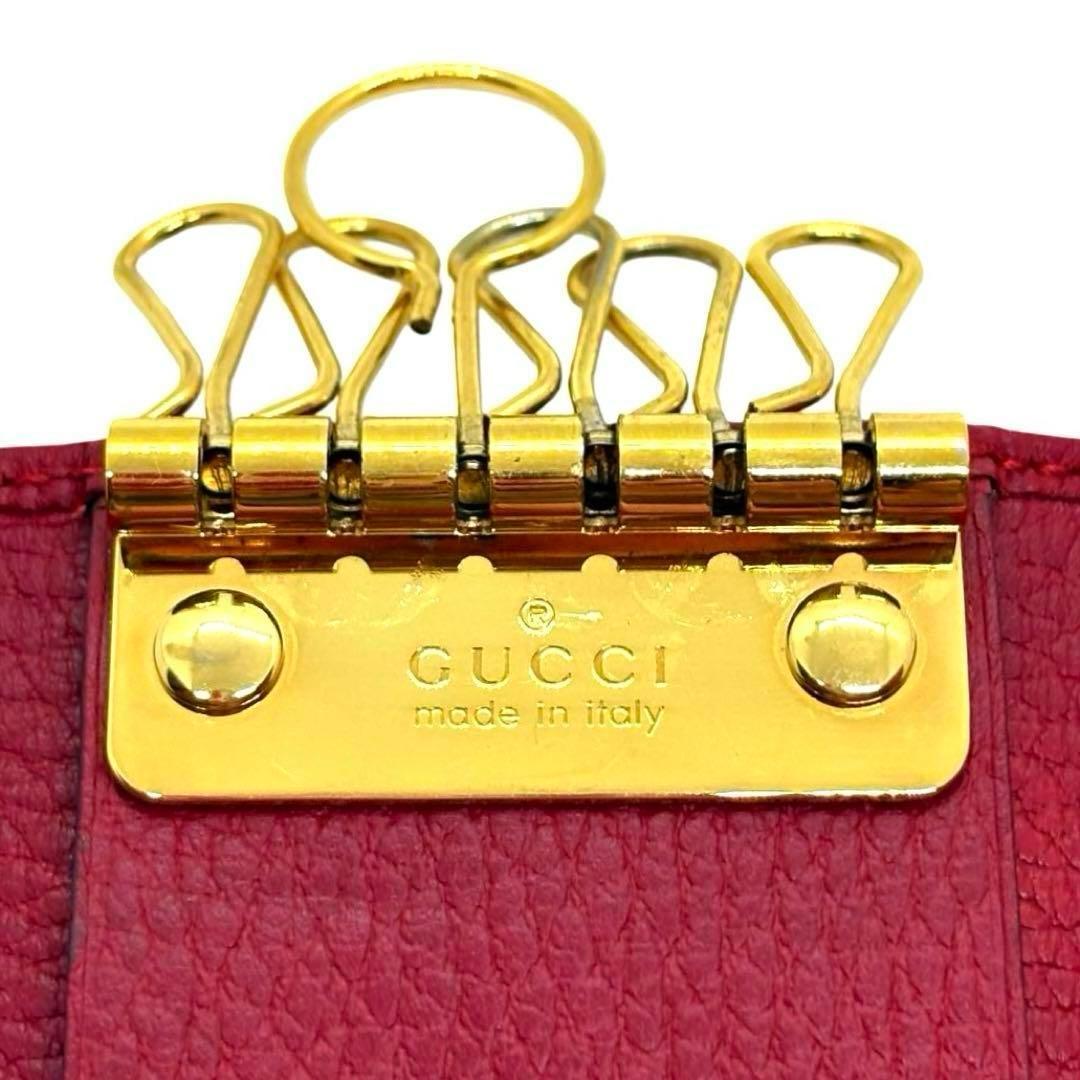 正規品 GUCCI GGマーモント 6連キーケース 赤 レザー ゴールド金具 美