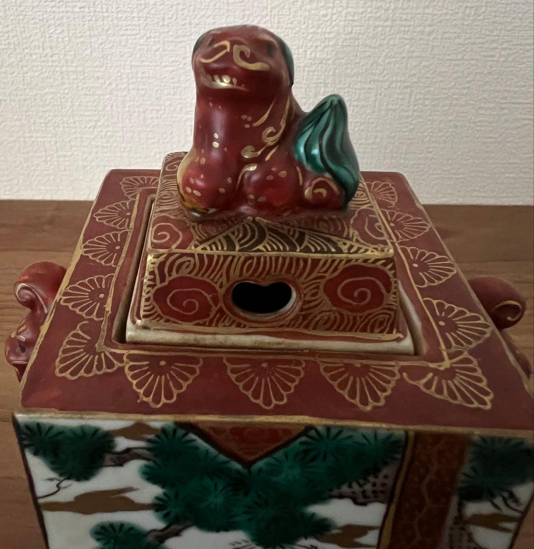 九谷焼 九谷庄三 赤絵獅子摘み角香炉 箱付き 2025年最新】Yahoo