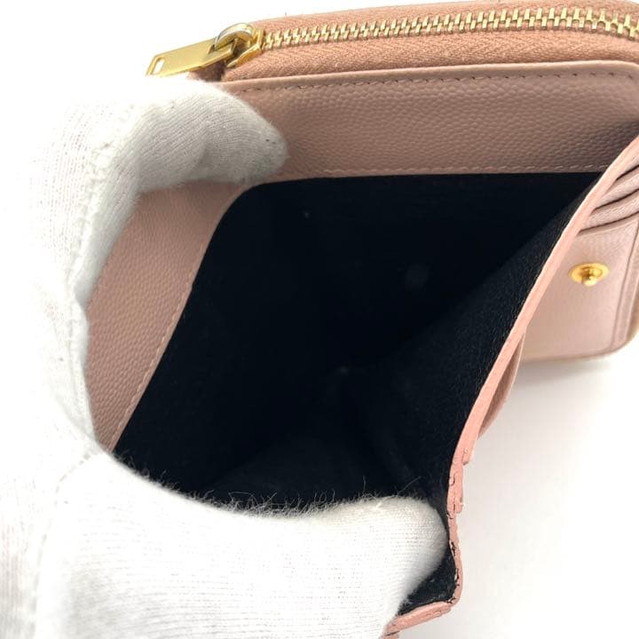 付属品完備】 サンローラン カサンドラ 二つ折り財布 キャビアスキン