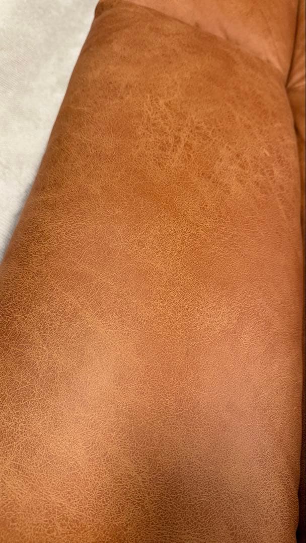 ブラウン ソファベッド ファブリック合成皮革　耐久性抜群