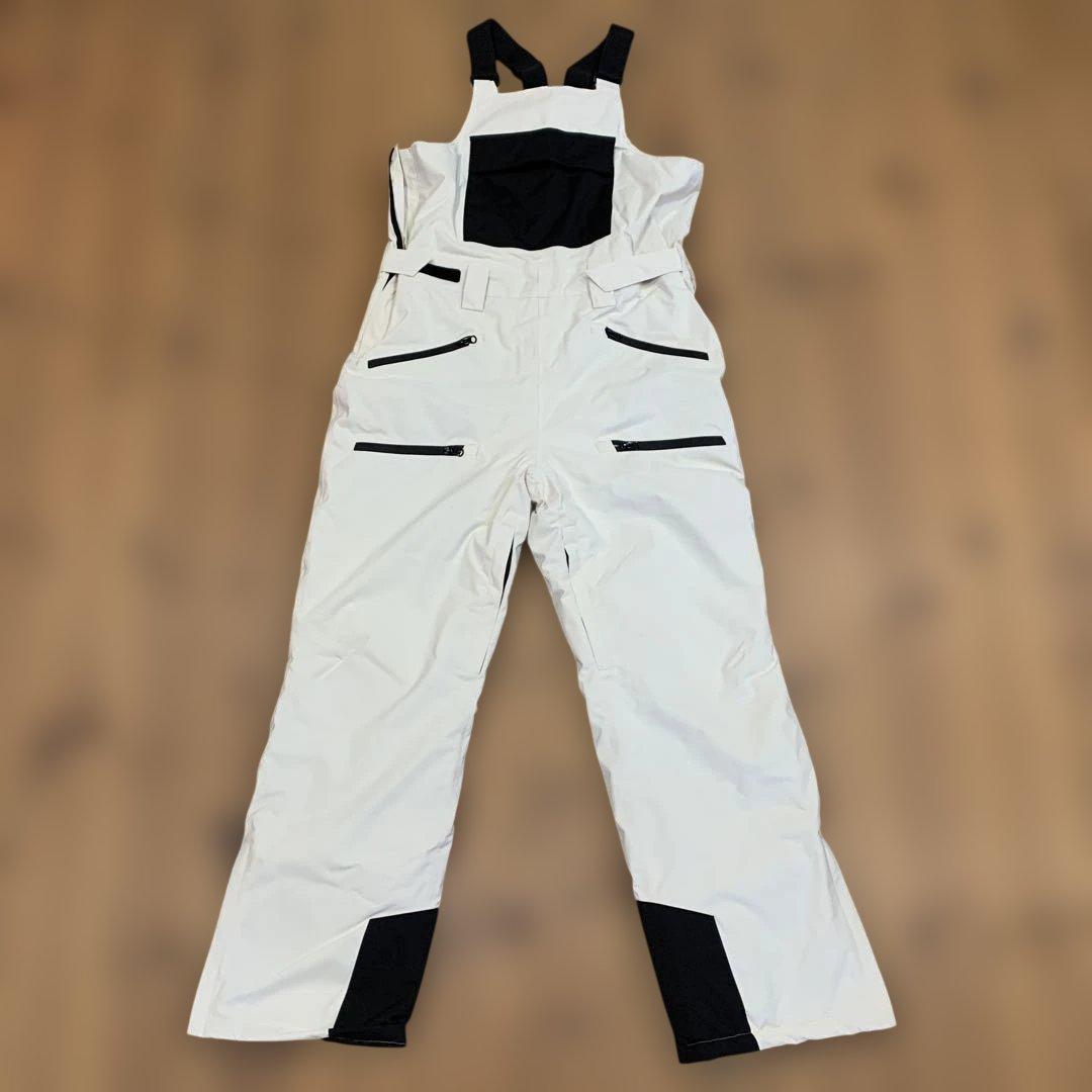白 スキーウェア スノーボードウェア つなぎ サロペット ホワイト M