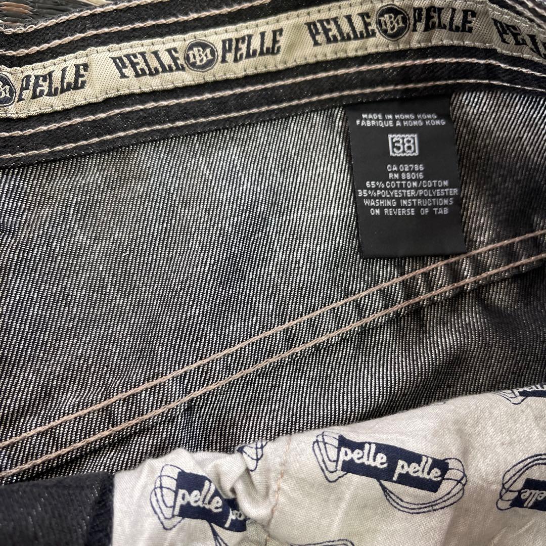 pellepelle ブラックデニム パイソン柄 ファッション メンズ パンツ