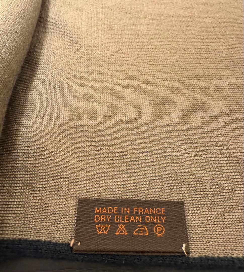 ［HERMES］リバーシブルマフラー ネイビー・ベージュ