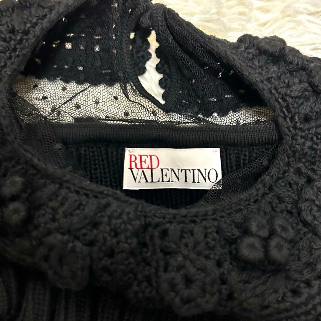 極美品 red valentino ニットワンピース 肉厚 リボン レース L 楽天