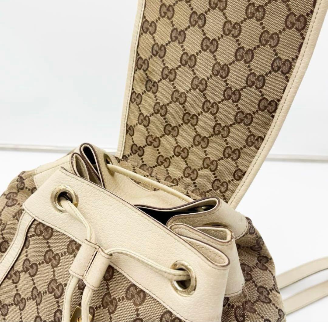 人気 GUCCI アビー GGキャンバス×レザー リュック 保存袋付き ブラウン