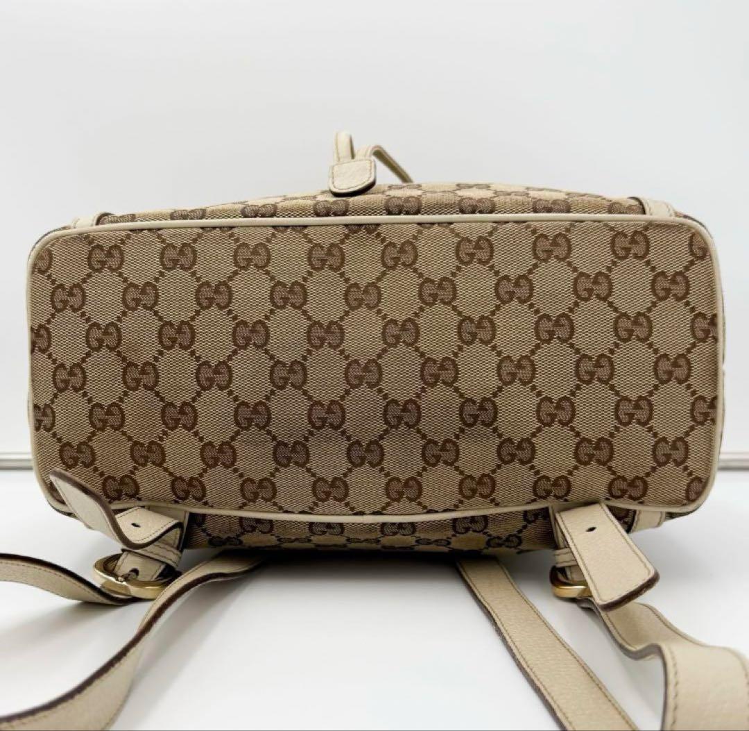 人気 GUCCI アビー GGキャンバス×レザー リュック 保存袋付き ブラウン