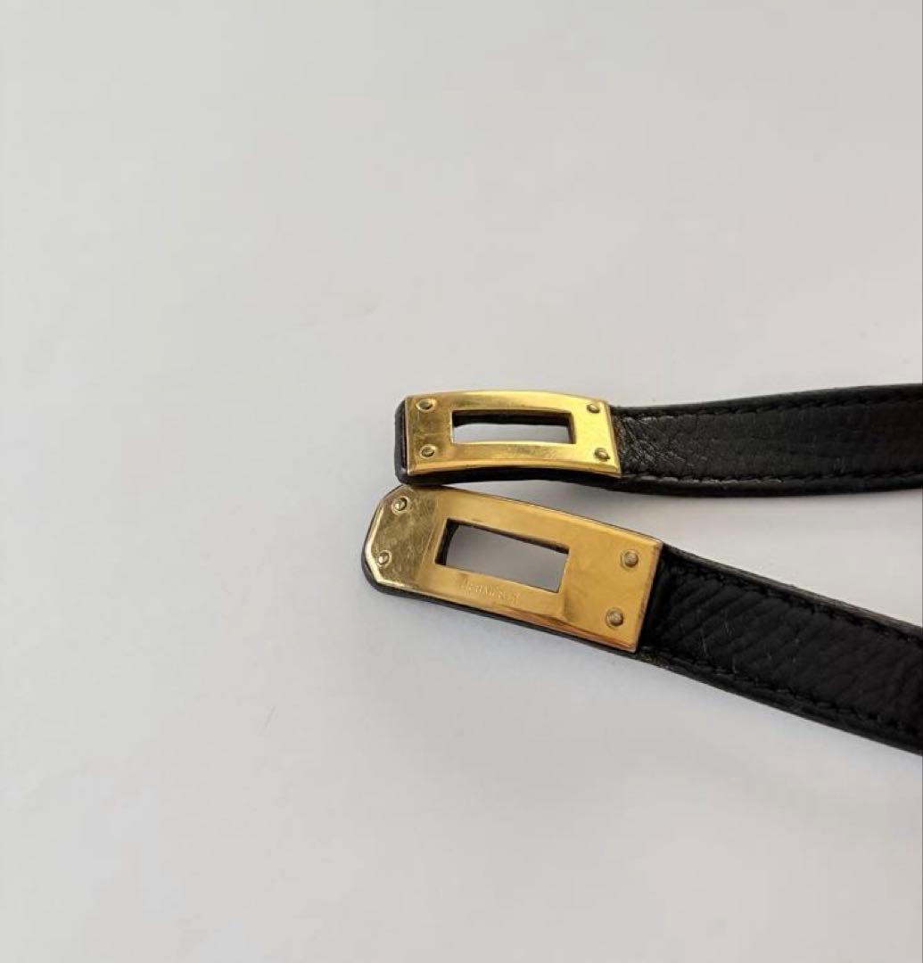 エルメス　レザー ブレスレット ブラック　黒　ケリー　ドゥブルトゥール