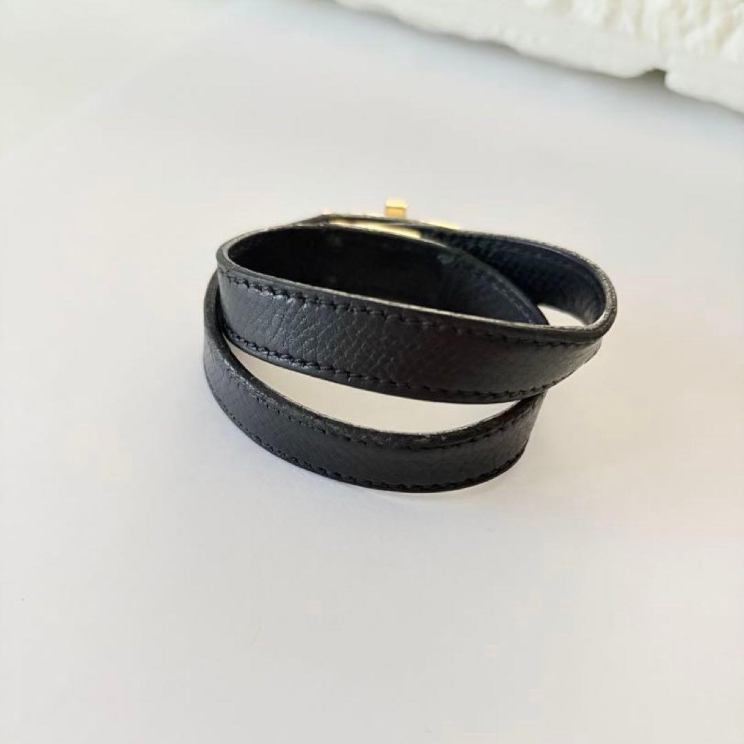 エルメス　レザー ブレスレット ブラック　黒　ケリー　ドゥブルトゥール