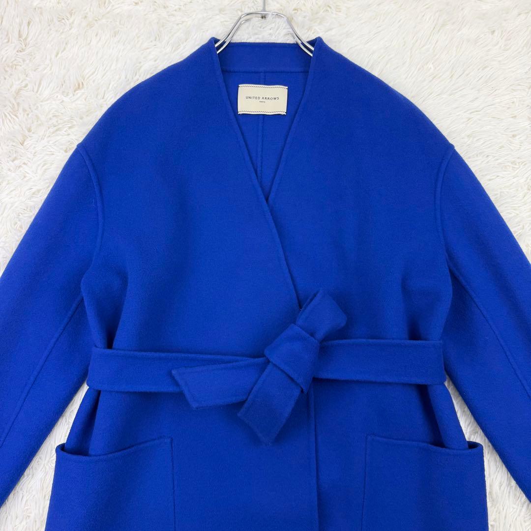 美品 ユナイテッドアローズ ダブルフェイスベルテッドコート リバー