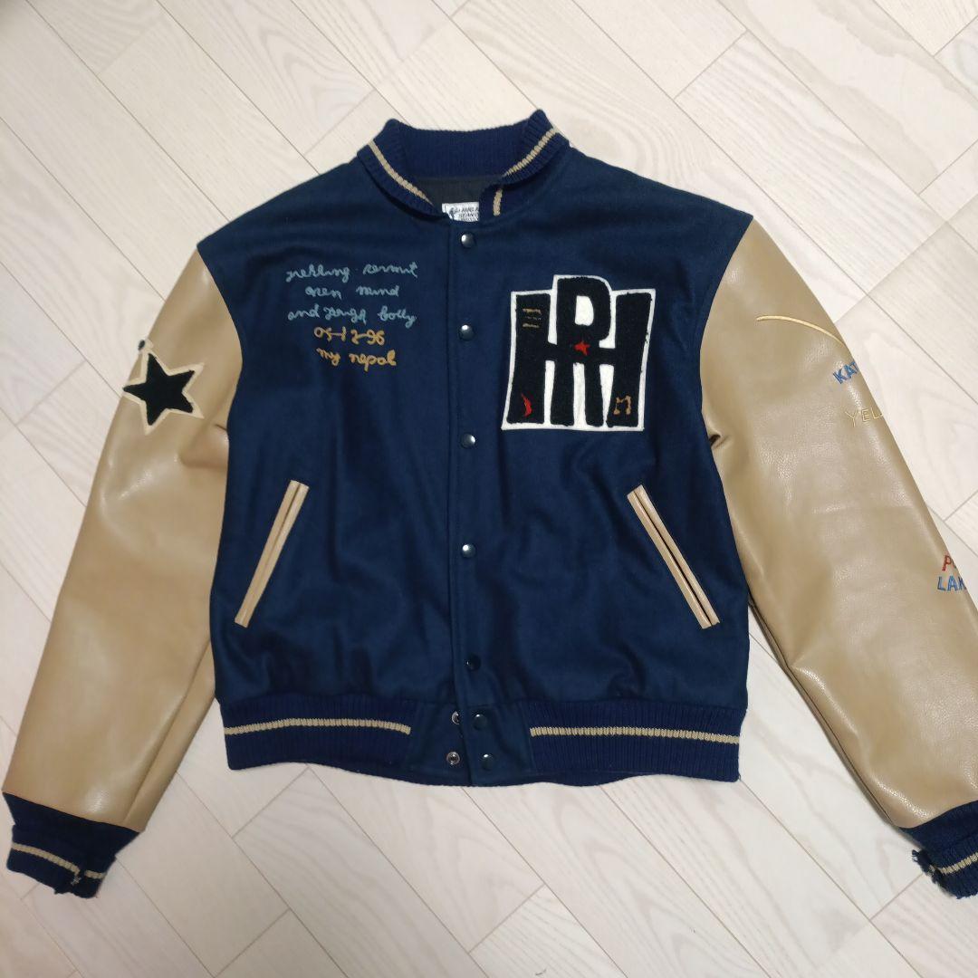 HIGH STANDARD スタジャン L ネイビー/ベージュ