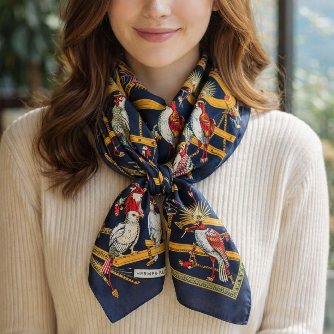 極美品】HERMES エルメス カレ90 鳥たちの舞踏会 スカーフ 鳥柄 希少