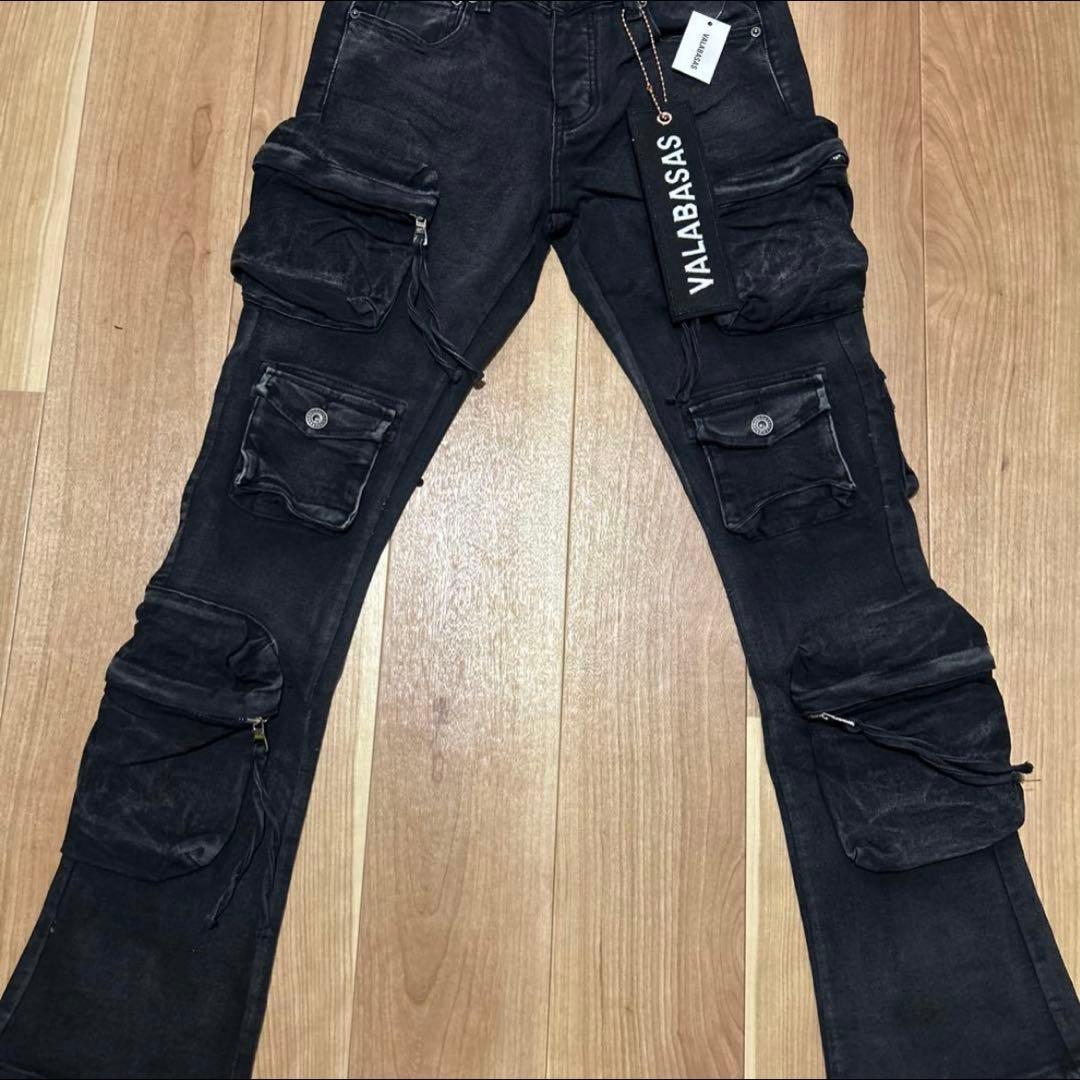 バラバサス【新品未使用】valabasas マルチポケットカーゴデニム34