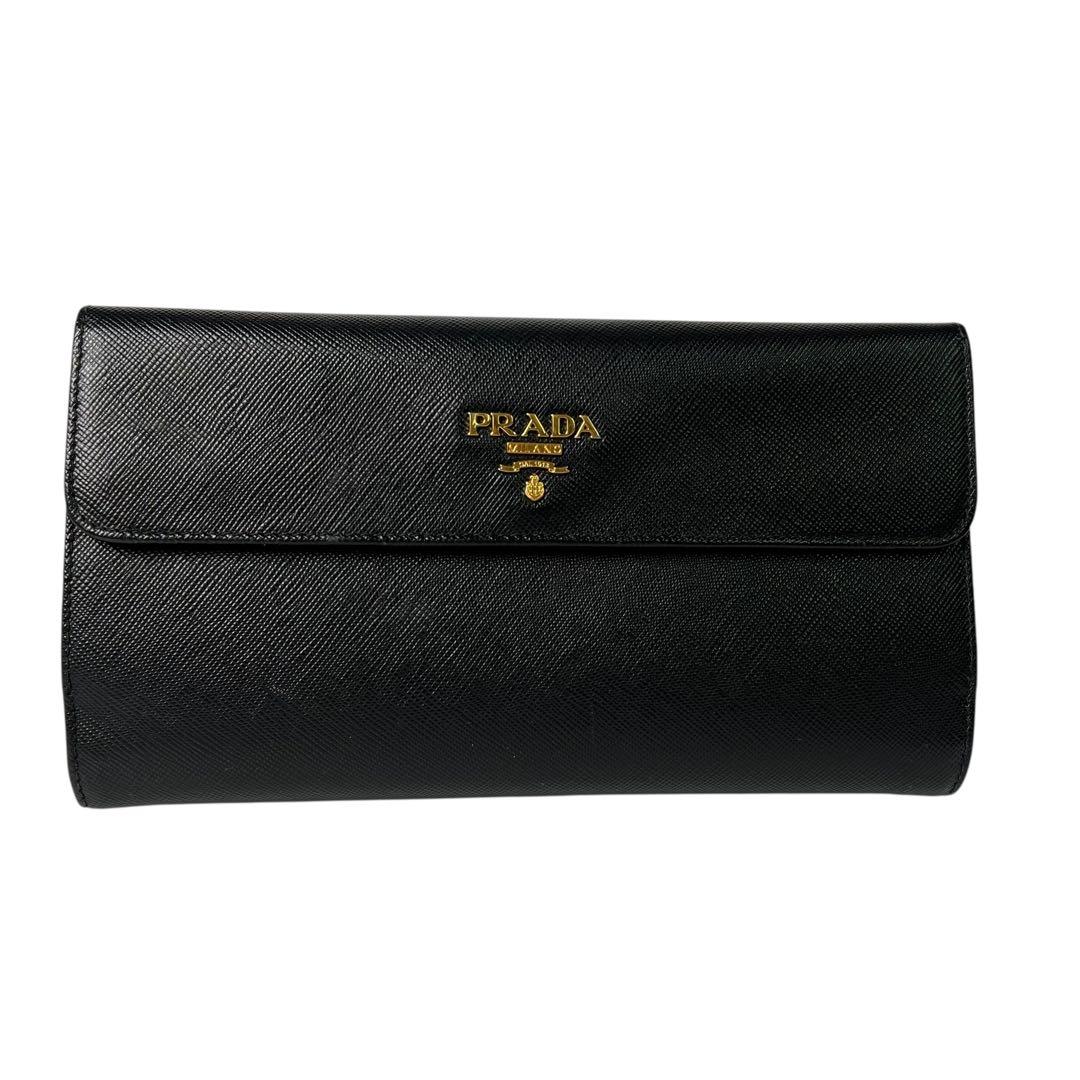 【美品】プラダ　サフィアーノ　長財布　黒　ブラック　レザー