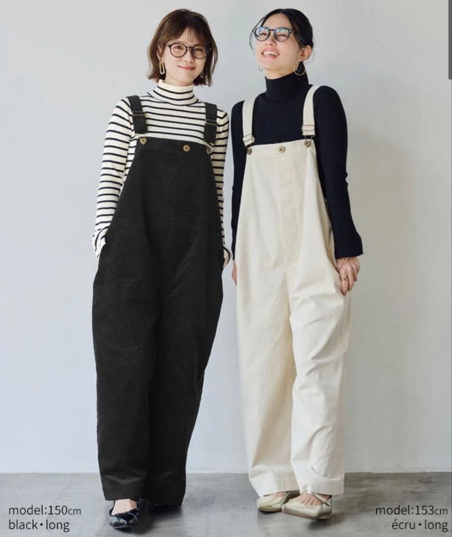 Unliens ブラック コットンサロペット ワイドレッグ