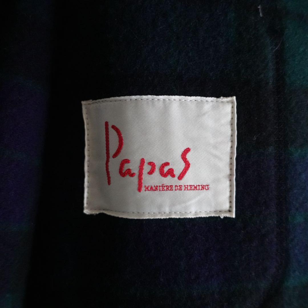 極美品】Papas ウールフランネル マオカラージャケット ダークネイビー