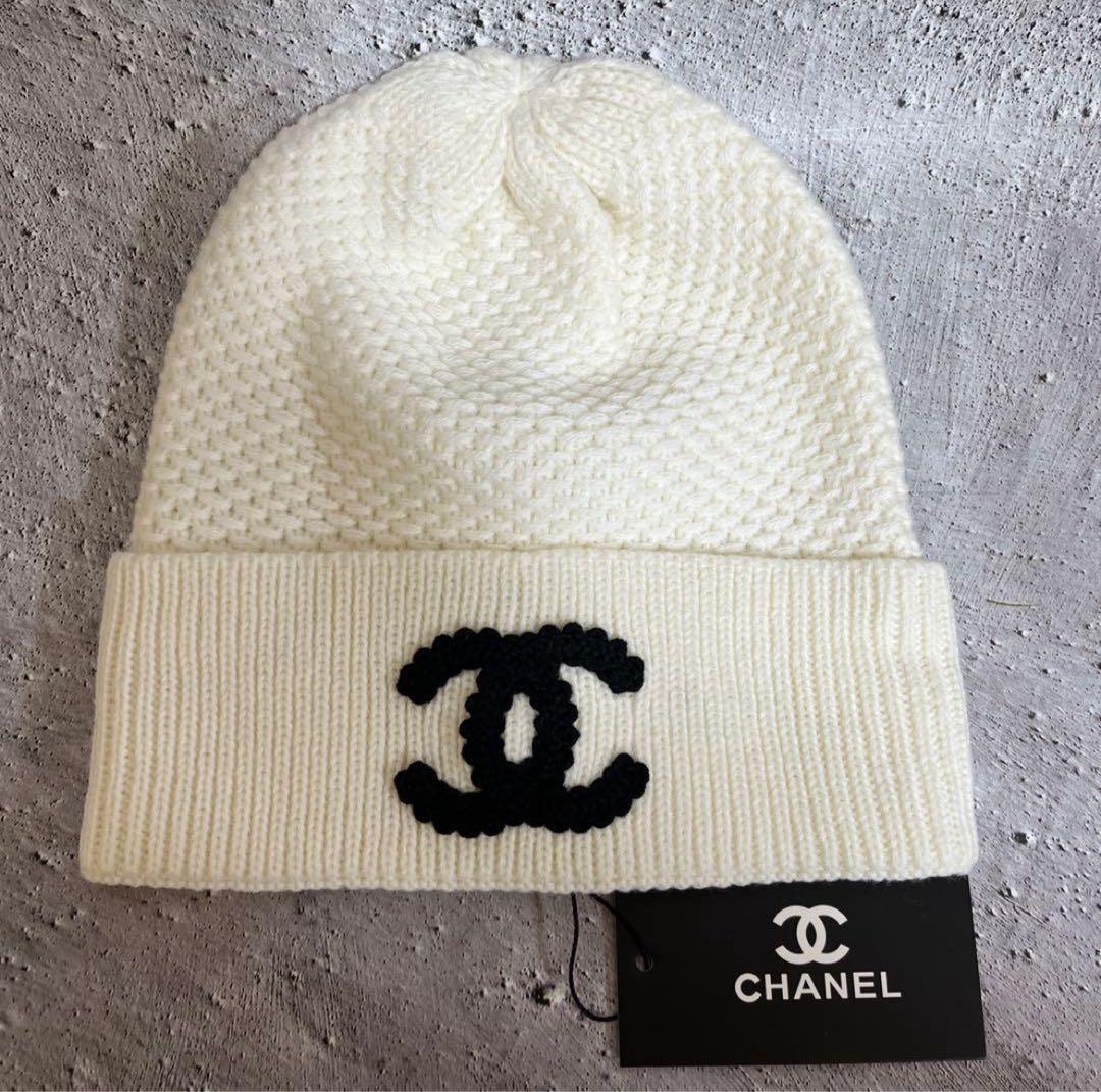 CCロゴ ニット帽 ホワイト - メルカリ