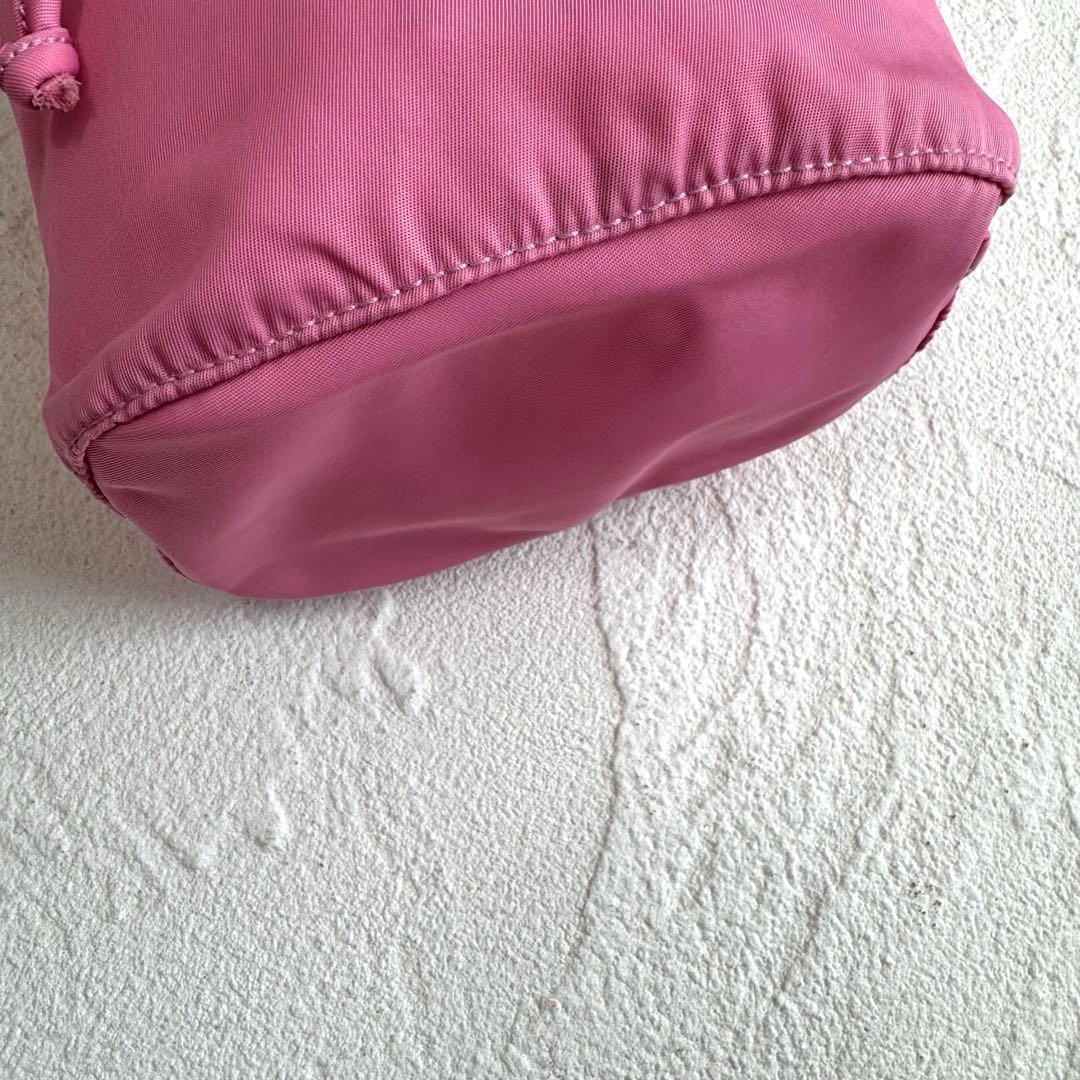 PRADA プラダ ナイロン 巾着 ポーチ ピンク 三角ロゴ マルチポーチ