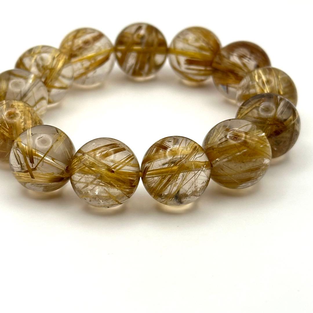 大玉ゴールドルチルクォーツ ブレスレット 約14mm