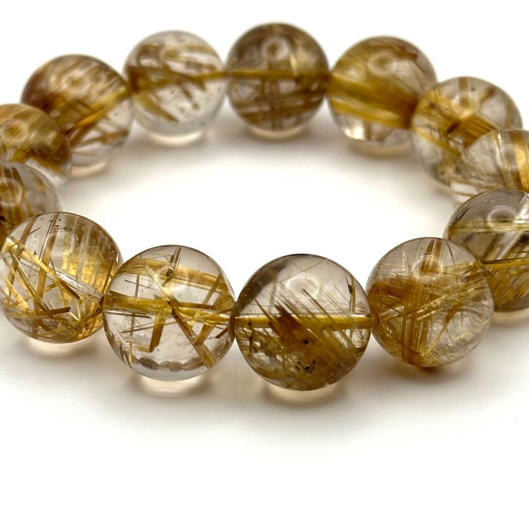 大玉ゴールドルチルクォーツ ブレスレット 約14mm