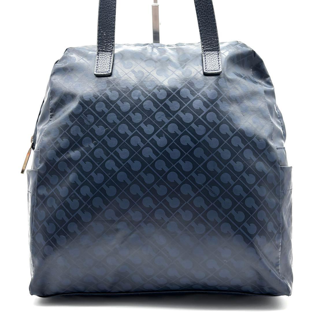 美品 ゲラルディーニ ソフティ 2way ハンドバッグ リュック 総柄 ネイビー