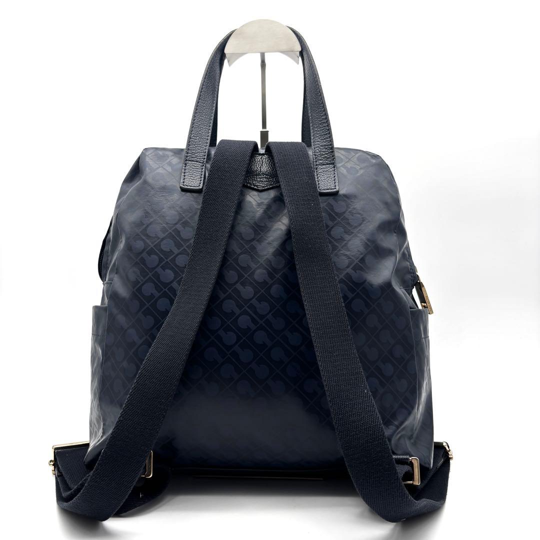 美品 ゲラルディーニ ソフティ 2way ハンドバッグ リュック 総柄 ネイビー