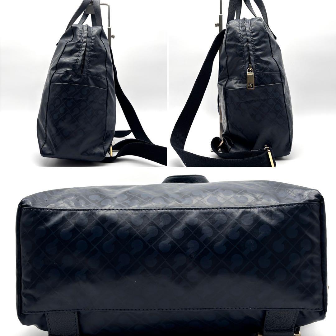 美品 ゲラルディーニ ソフティ 2way ハンドバッグ リュック 総柄 ネイビー