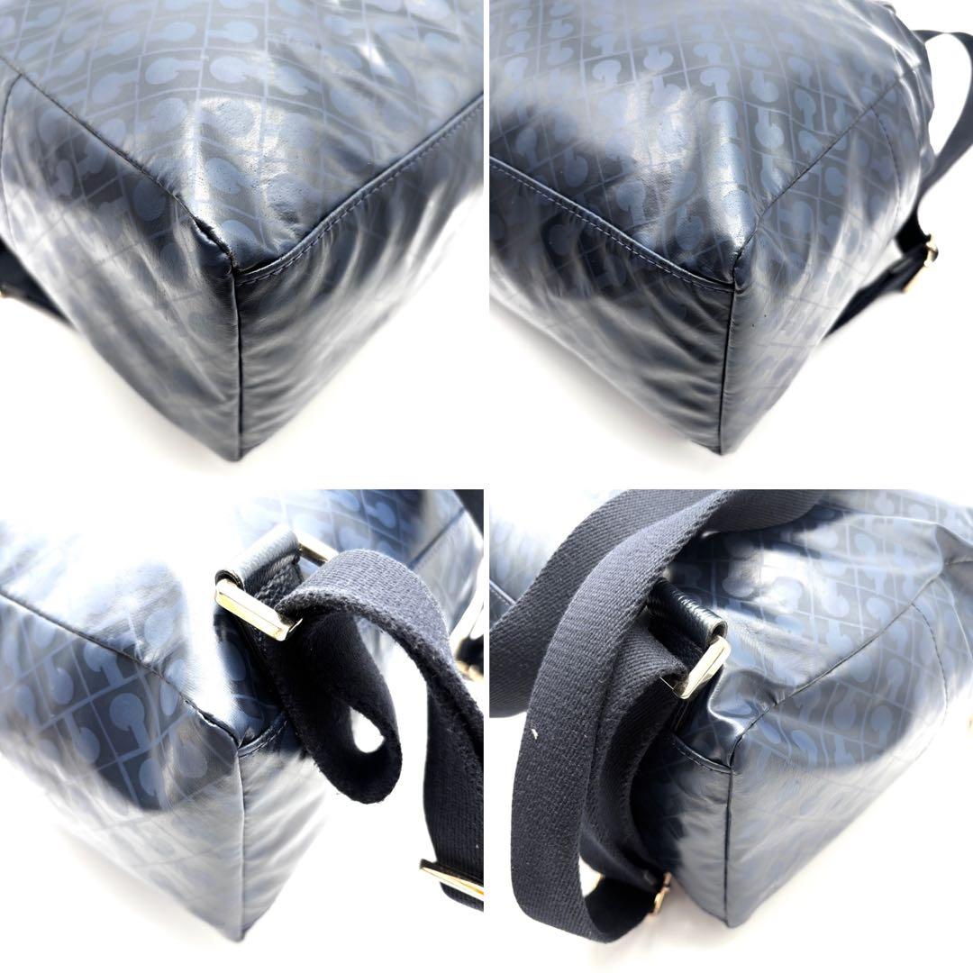 美品 ゲラルディーニ ソフティ 2way ハンドバッグ リュック 総柄 ネイビー