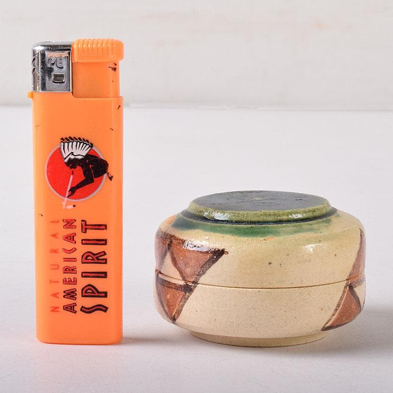 茶道具　不二窯 佐藤和子作　織部　香合　共箱　C　7800