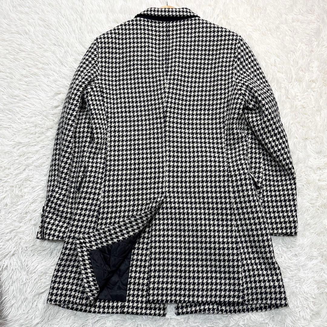 クレストブリッジ チェスターコート 千鳥柄 チェック L ロング ブラック中綿
