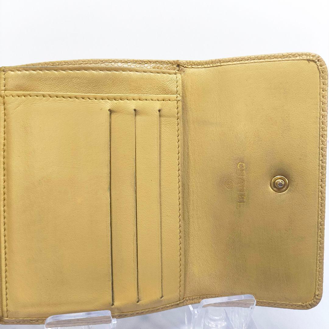 シャネル キャビアスキン 3つ折り財布 コンパクト ウォレット ココマーク