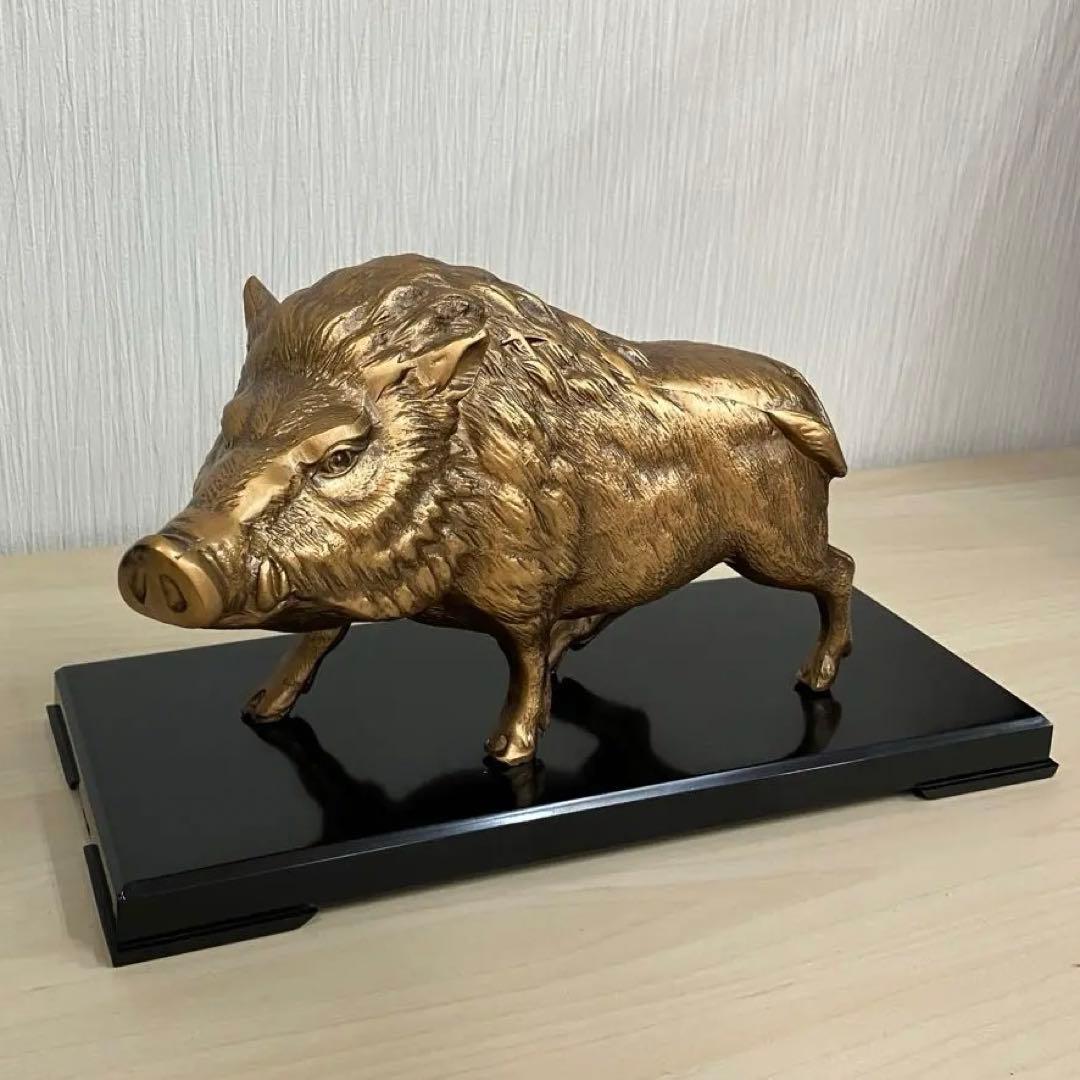 置物 置き物 いのしし イノシシ 猪 干支 動物 金 ゴールド 金運アップ