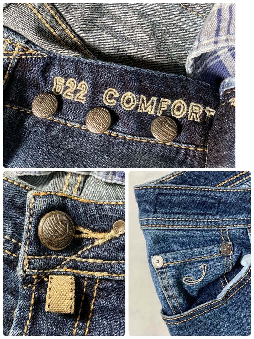 美品】ヤコブコーエン デニムパンツ J622 CONFORT ロゴ刺繍 31 M
