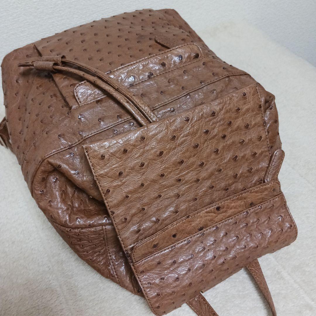 美品】ARUKAN TAKAYA 高級本革OSTRICH リュック ブラウン