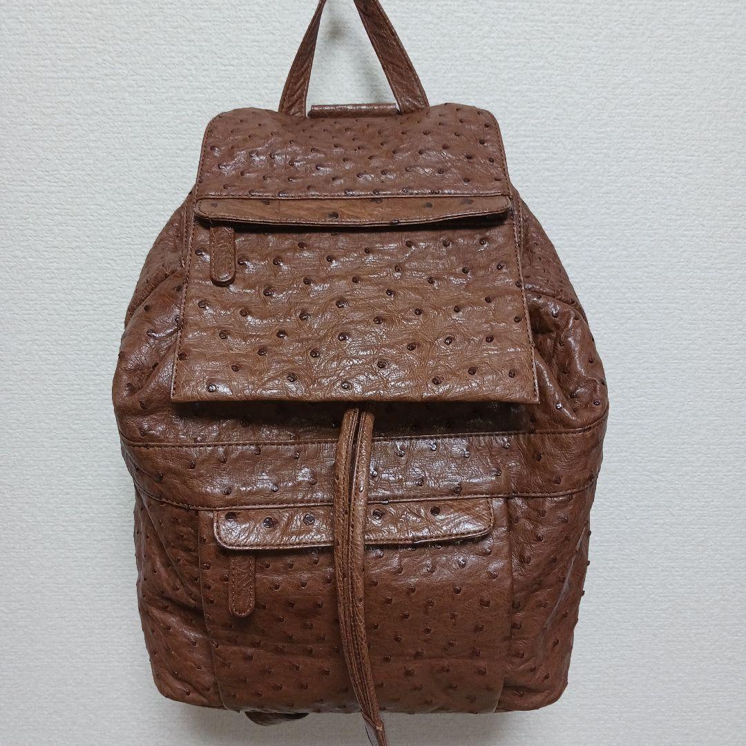 美品】ARUKAN TAKAYA 高級本革OSTRICH リュック ブラウン