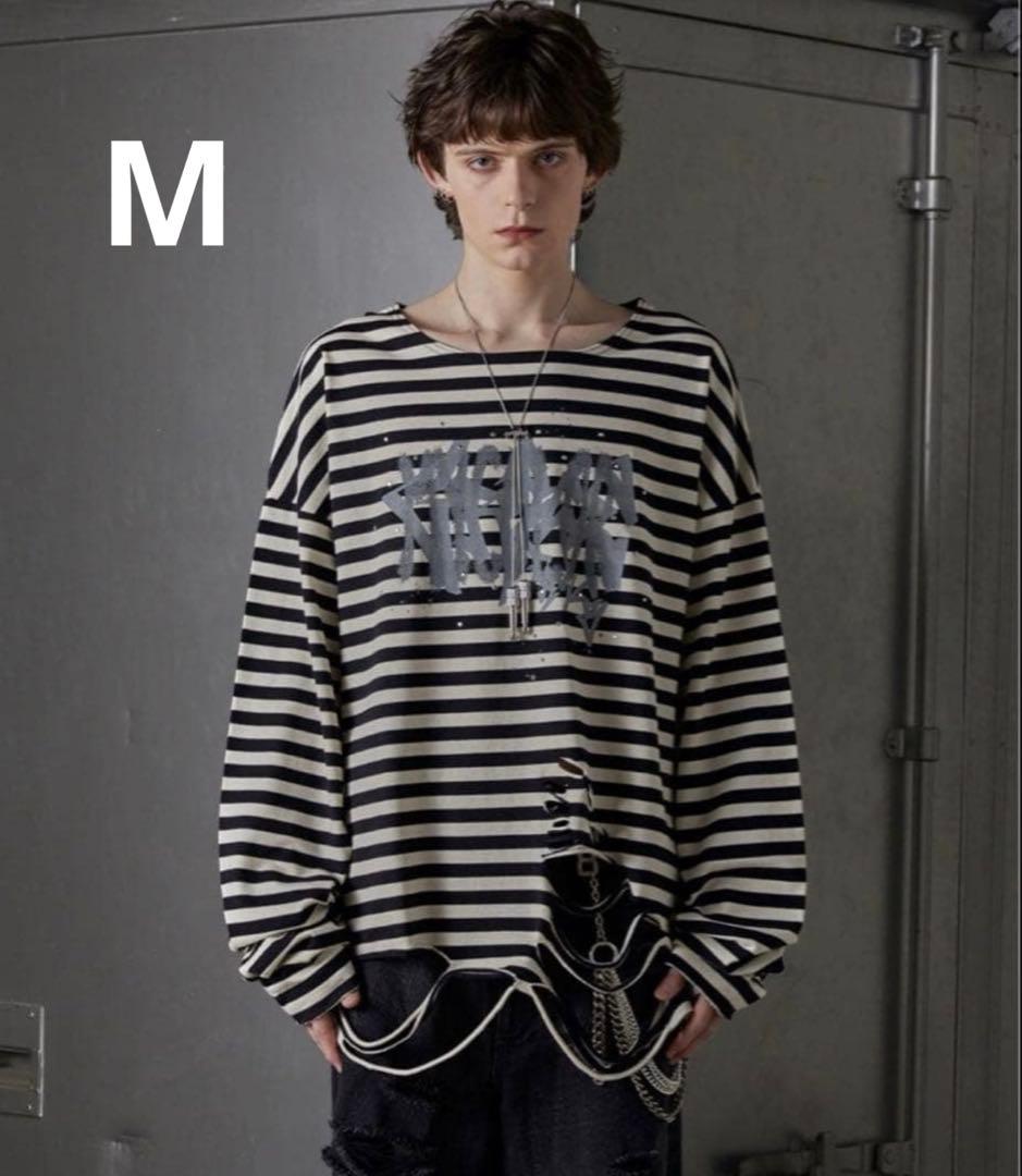 即日発送❗️GRANCY 総柄ラインストーングラフィックロンT ブラック ボーダー