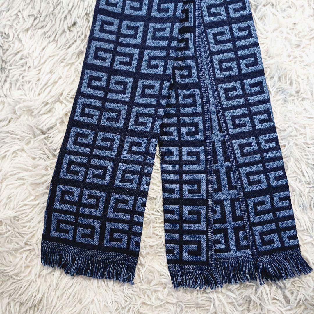 ✨GIVENCHY ジバンシー✨マフラー ウール混 4Gロゴ 紺 青 イタリア製