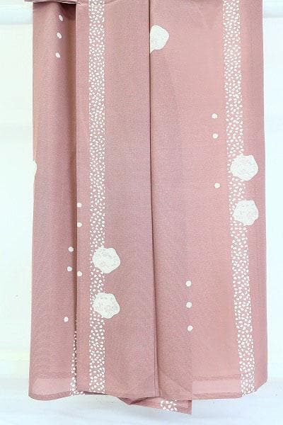未使用品 夏着物 夏 絽 小紋 くすみピンク 花びら 身丈155.5cm 正絹