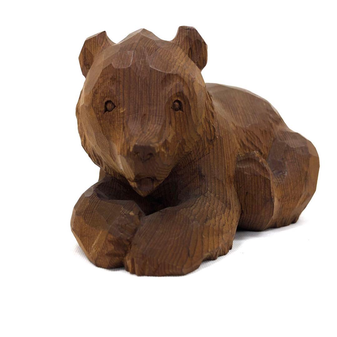 M05/022 堀井廣治 彫刻 木彫り 熊 民芸品 ブラウン系